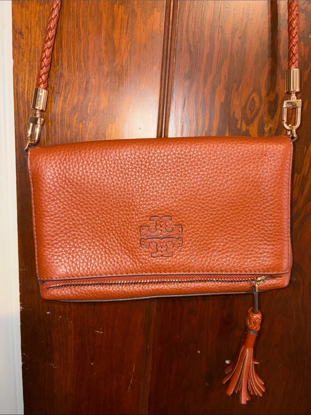 Tory Burch Brown Leather Crossbody with Tassel